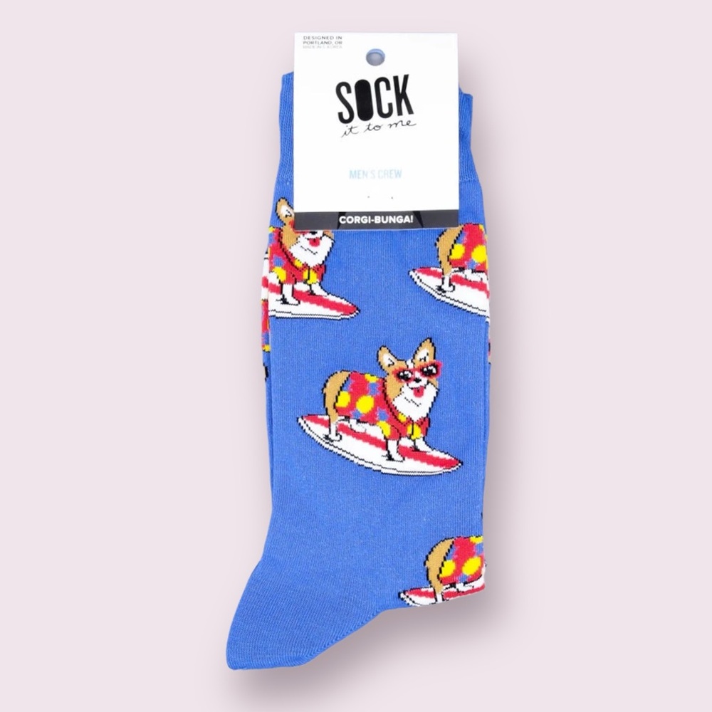 NEW Sock It To Me Corgi-Bungai Men's Dog Novelty Crew Socks